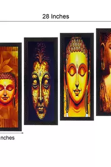 Set Of 4 Lord Buddha Satin Matt Texture UV Art Painting