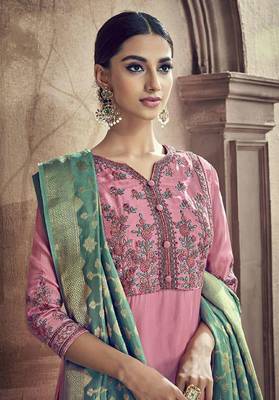 Pink Embroidered Viscose Salwar 2