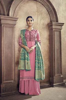 Pink Embroidered Viscose Salwar 1