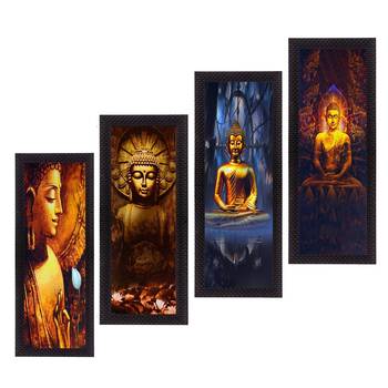 Set Of 4 Lord Buddha Satin Matt Texture UV Art Painting 1