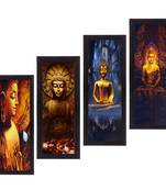 Set Of 4 Lord Buddha Satin Matt Texture UV Art Painting