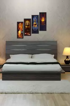 Set Of 4 Lord Buddha Satin Matt Texture UV Art Painting