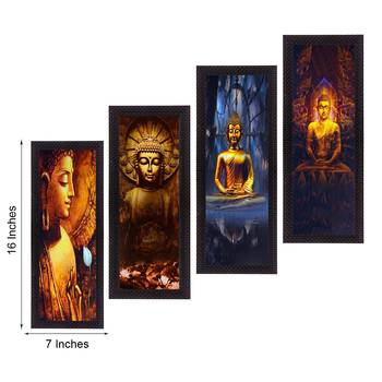 Set Of 4 Lord Buddha Satin Matt Texture UV Art Painting 3