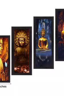 Set Of 4 Lord Buddha Satin Matt Texture UV Art Painting