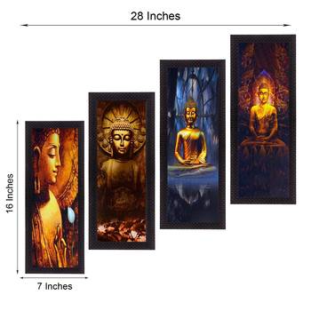 Set Of 4 Lord Buddha Satin Matt Texture UV Art Painting 4