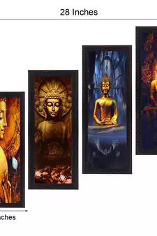 Set Of 4 Lord Buddha Satin Matt Texture UV Art Painting