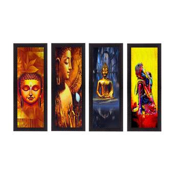 Set Of 4 Lord Buddha Satin Matt Texture UV Art Painting 1