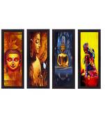 Set Of 4 Lord Buddha Satin Matt Texture UV Art Painting