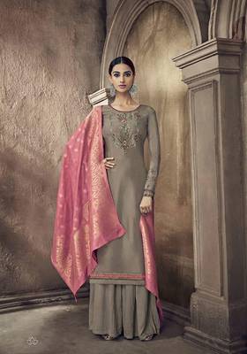 Light-brown embroidered viscose salwar 1
