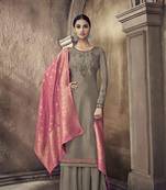 Light-brown embroidered viscose salwar