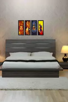 Set Of 4 Lord Buddha Satin Matt Texture UV Art Painting