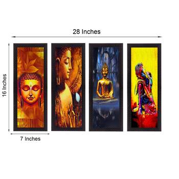 Set Of 4 Lord Buddha Satin Matt Texture UV Art Painting 4