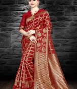 Red woven kanjivaram silk saree with blouse