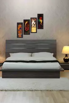 Set Of 4 Lord Ganesha Satin Matt Texture UV Art Painting