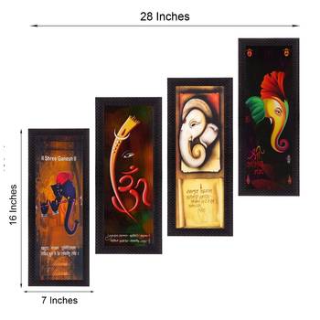 Set Of 4 Lord Ganesha Satin Matt Texture UV Art Painting 4