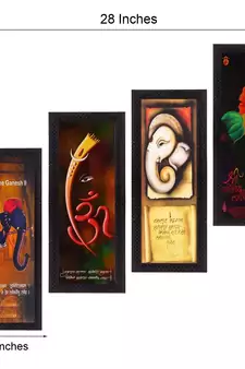 Set Of 4 Lord Ganesha Satin Matt Texture UV Art Painting