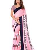 Multicolor plain satin saree with blouse
