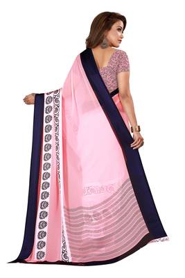Multicolor plain satin saree with blouse 2