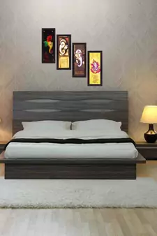 Set Of 4 Lord Ganesha Satin Matt Texture UV Art Painting