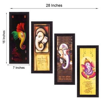 Set Of 4 Lord Ganesha Satin Matt Texture UV Art Painting 4