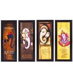 Set Of 4 Lord Ganesha Satin Matt Texture UV Art Painting