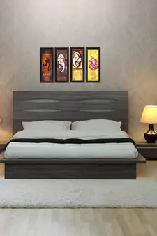 Set Of 4 Lord Ganesha Satin Matt Texture UV Art Painting