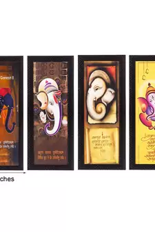 Set Of 4 Lord Ganesha Satin Matt Texture UV Art Painting