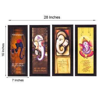 Set Of 4 Lord Ganesha Satin Matt Texture UV Art Painting 4