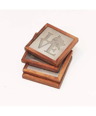 Metal Love Wooden Coaster 1