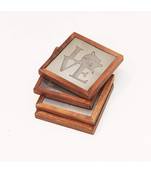 Metal Love Wooden Coaster