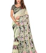 Multicolor plain satin saree with blouse