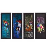 Set Of 4 Radha Krishna Satin Matt Texture UV Art Painting