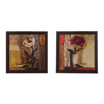 Set of 2 Floral Satin Matt Texture UV Art Painting 1