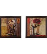 Set of 2 Floral Satin Matt Texture UV Art Painting