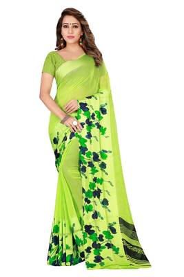 Multicolor plain satin saree with blouse 1
