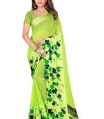 Multicolor plain satin saree with blouse