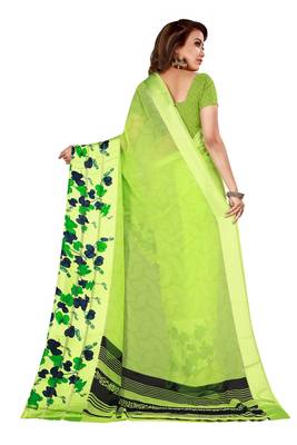 Multicolor plain satin saree with blouse 2