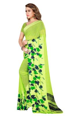 Multicolor plain satin saree with blouse 3