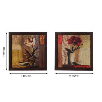 Set of 2 Floral Satin Matt Texture UV Art Painting 3