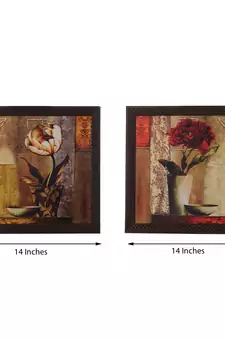 Set of 2 Floral Satin Matt Texture UV Art Painting