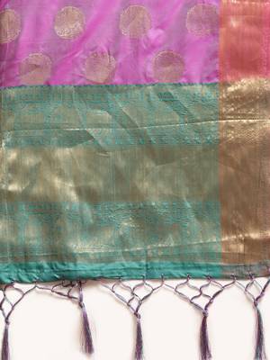 Purple woven art silk saree with blouse 3