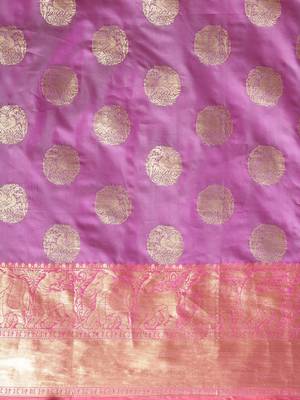 Purple woven art silk saree with blouse 4