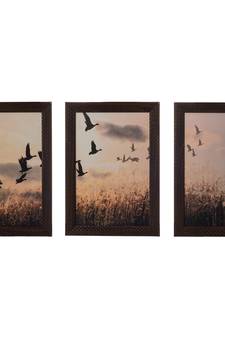 Set of 3 Flying Birds Satin Matt Texture UV Art Painting