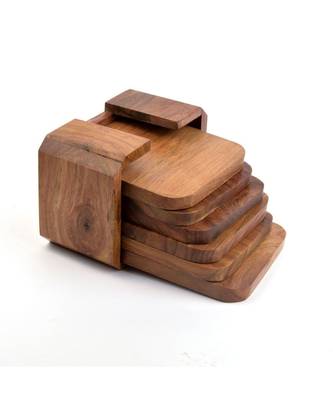 Wooden Handcrafted Round Edge Coasters  1