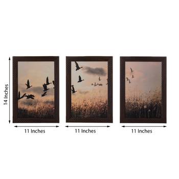 Set of 3 Flying Birds Satin Matt Texture UV Art Painting 3