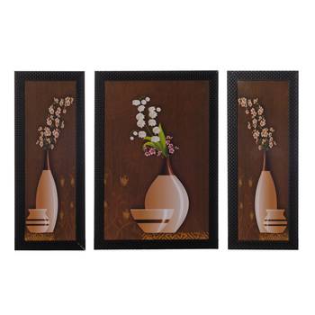Set of 3 Floral Pot Satin Matt Texture UV Art Painting 1