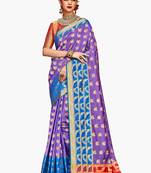 purple woven art silk saree with blouse