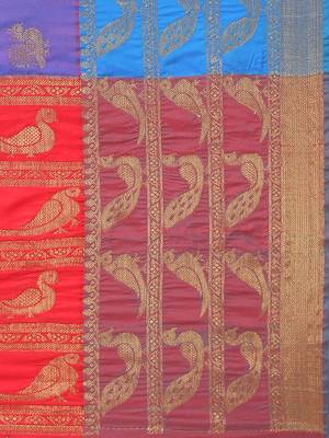 purple woven art silk saree with blouse 3