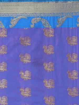purple woven art silk saree with blouse 4