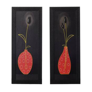 Set of 2 Floral Pot Satin Matt Texture UV Art Painting 1